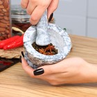 Ступка с пестиком, 130 мл, d=7 см, h=9 см, пестик 10.5 см, камень, белая - Фото 6