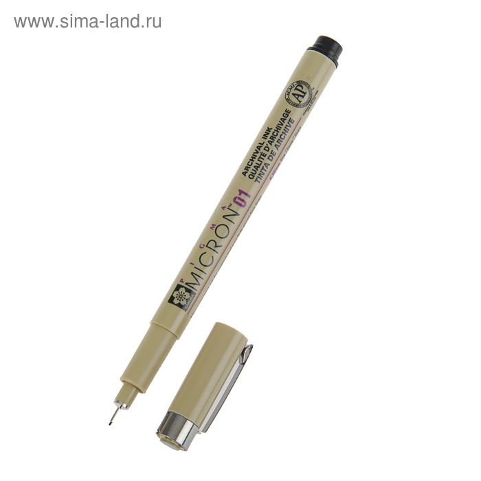 Ручка капиллярная для черчения Sakura Pigma Micron 01 линер 0.25 мм, черный, (высокое содержание пигмента)