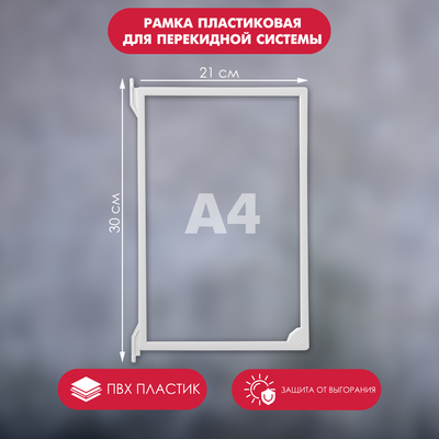 Рамка пластиковая для перекидной системы A4, INFOFRAME, без протектора, цвет белый