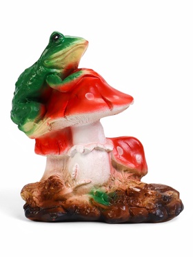 Садовая фигура из гипса «Лягушка на мухоморе» малая, 27 см