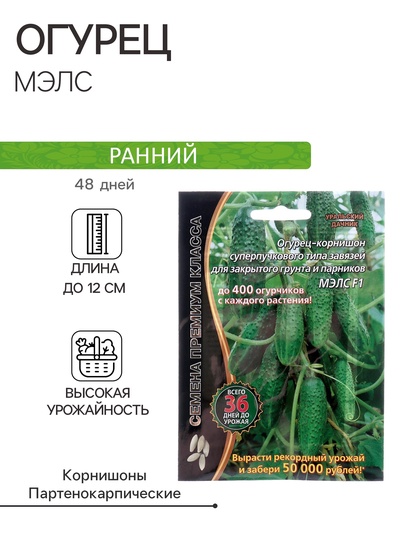 Семена огурец корнишон «Мэлс F1», партенокарпический, 5 шт.