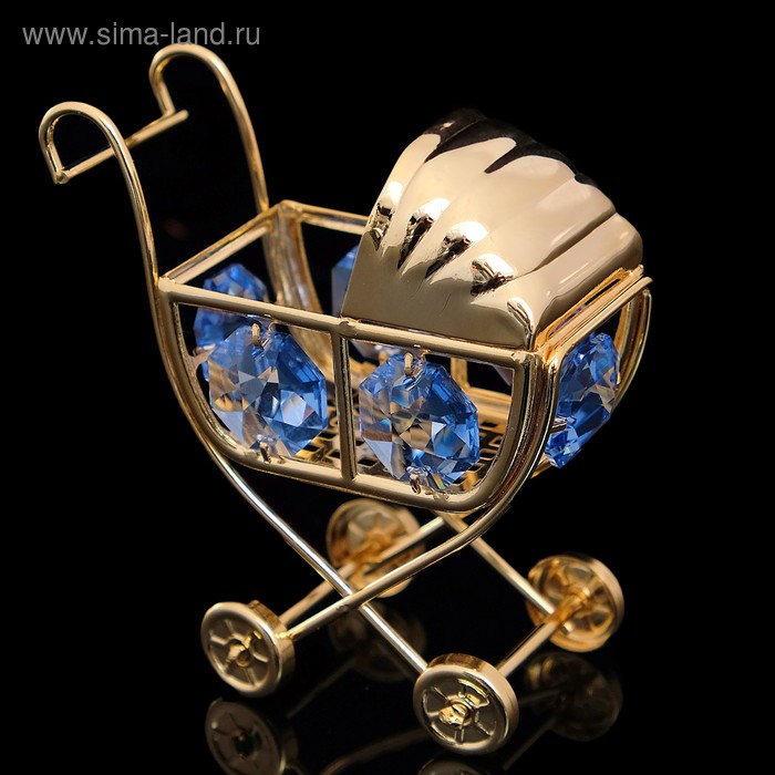 Сувенир «Детская коляска», 6×5×9 см, с кристаллами - Фото 1