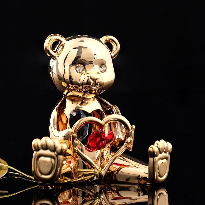 Сувенир «Мишка с сердцем», 5×4×5 см, с кристаллами - Фото 1