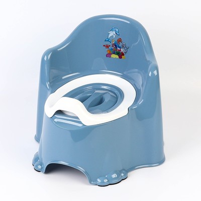 Горшок детский антискользящий «Комфорт» с крышкой, съёмная чаша, голубой
