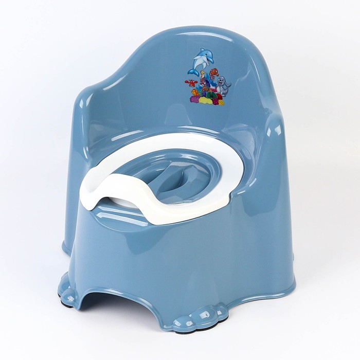 Горшок детский антискользящий «Комфорт» с крышкой, съёмная чаша, голубой - Фото 1