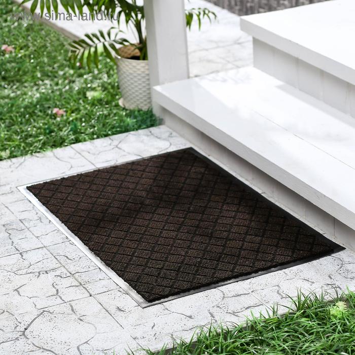 Коврик придверный влаговпитывающий «Галант», 60×90 см, цвет коричневый - Фото 1
