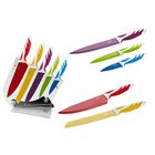 Набор ножей 6 предметов, на пластиковой подставке с защитным покрытием, пластиковая ручка - Фото 1