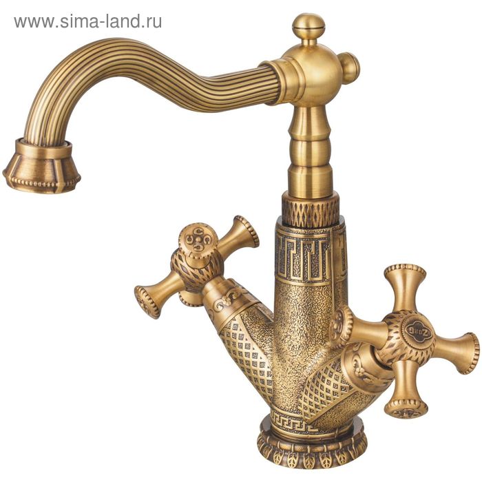 Смеситель для раковины ZorG ANTIC A 7010U-BR, двухвентильный - Фото 1