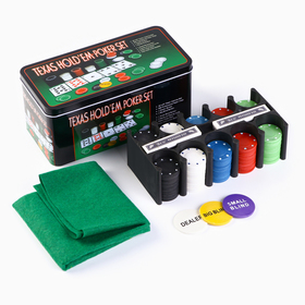Покер, набор для игры (карты 2 колоды, фишки 200 шт.), без номинала, 60 х 90 см Ош