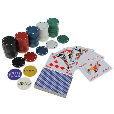 Покер, набор для игры (карты 2 колоды, фишки 200 шт.), без номинала