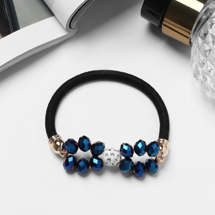 Резинка для волос QF «Хрустальная», синие камни