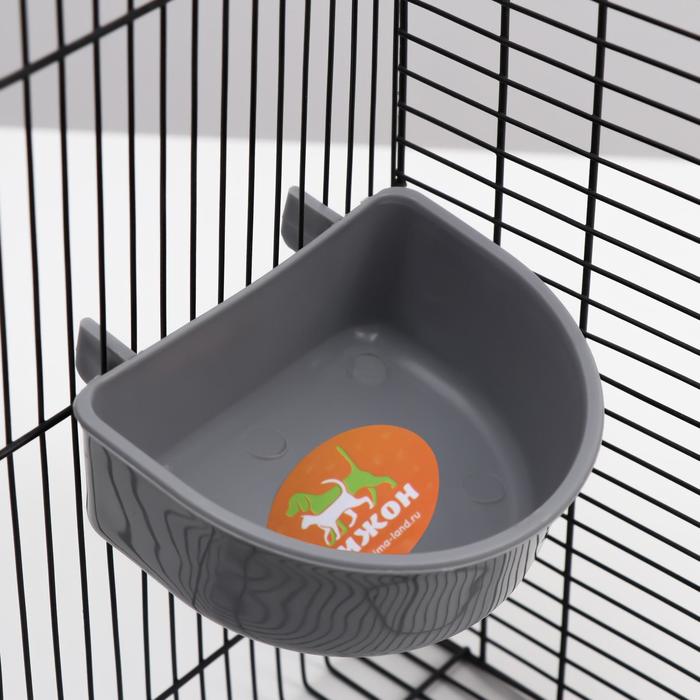 Миска в клетку и для переносок, 250 мл, пластик, серая - Фото 1