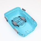 Переноска пластиковая «Неон» 48×32×29.5 см, вес животного до 12 кг, голубая - Фото 7