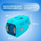 Переноска пластиковая «Неон» 48×32×29.5 см, вес животного до 12 кг, голубая - Фото 2