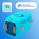 Переноска пластиковая «Неон» 48×32×29.5 см, вес животного до 12 кг, голубая - Фото 4