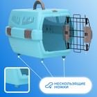 Переноска пластиковая «Неон» 48×32×29.5 см, вес животного до 12 кг, голубая - Фото 5