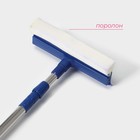 Щётка для окон Доляна, телескопическая стальная ручка 46(76) см, сгон 20 см, насадка поролон 20×8 см - Фото 3