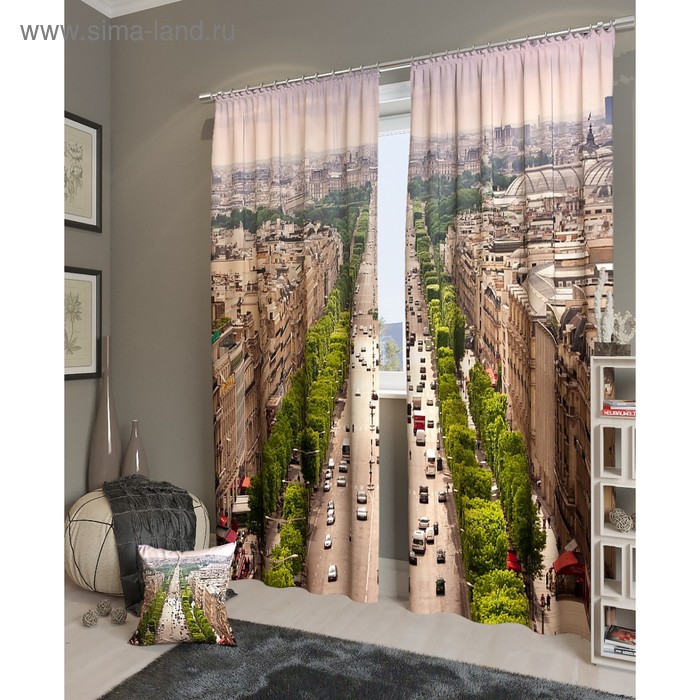 Фотошторы «Над Парижем», размер 150х260 см - 2 шт., блэкаут - Фото 1
