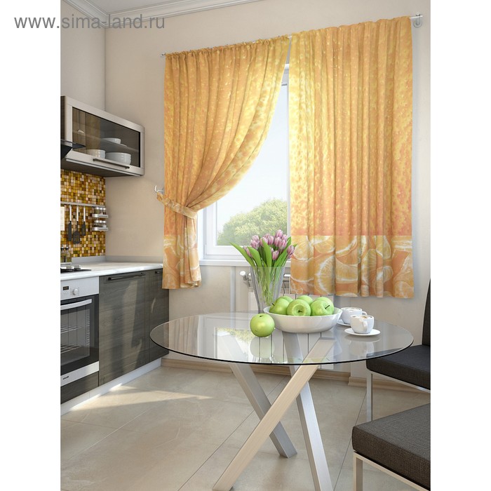 Комплект штор для кухни «Оранж», размер 150 × 180 см - 2 шт - Фото 1