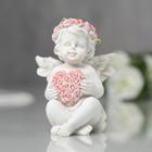 Фигурка полистоун "Ангел с сердечком из розовых роз" 7,5х6х6 см - фото 3653258