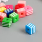 Бусины для творчества пластик набор 13 шт "Полосатые кубики" 1х1х0,8 см - фото 8863494
