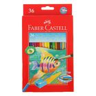 Карандаши акварельные 36 цветов Faber-Castell 1144 шестигранный корпус с кисточкой - Фото 1