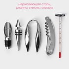 Набор для вина Доляна, 5 предметов: штопор, аэратор, пробка, термометр, резец для фольги - Фото 2