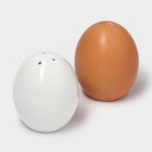 Набор для специй BellaTenero «Яйца», 3 предмета: солонка 60 мл, перечница 60 мл, подставка, фарфор, белый, бежевый - Фото 4