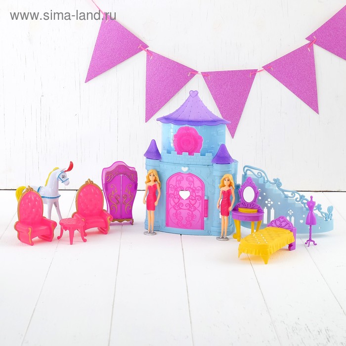 Замок для куклы "Винтаж" с фигурками принцессы, лошадки и мебелью - Фото 1