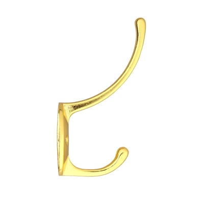 Крючок мебельный ТУНДРА TKd=012, двухрожковый, золото