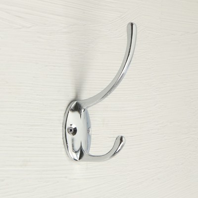 Крючок мебельный ТУНДРА TKd=012, двухрожковый, хром