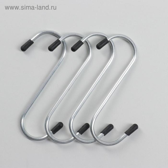 Набор крючков для рейлинга Доляна, d=2,5 см, 10 см, 4 шт, цвет хром - Фото 1