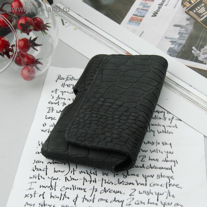 Кобура на ремень для телефона, 4.1"-4.7", крокодил, цвет чёрный - Фото 1