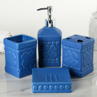 Набор аксессуаров для ванной комнаты «Античный узор», 4 предмета (дозатор, мыльница, 2 стакана), цвет синий - Фото 1