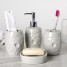 Набор аксессуаров для ванной комнаты «Ракушки», 4 предмета (дозатор, мыльница, 2 стакана), цвет бежевый - Фото 2