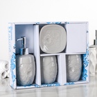 Набор аксессуаров для ванной комнаты «Ракушки», 4 предмета (дозатор, мыльница, 2 стакана), цвет бежевый - Фото 3