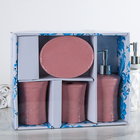 Набор для ванной «Розочки», 4 предмета (дозатор, мыльница, 2 стакана), цвет розовый - Фото 3