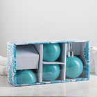 Набор для ванной «Шар», 4 предмета (дозатор, мыльница, 2 стакана), цвет голубой - Фото 4