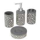 Набор аксессуаров для ванной комнаты «Арабески», 4 предмета (дозатор, мыльница, 2 стакана), цвет серый - Фото 1