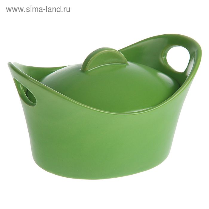 Кокотница с крышкой Доляна «Базилик», 500 мл, цвет зелёный - Фото 1