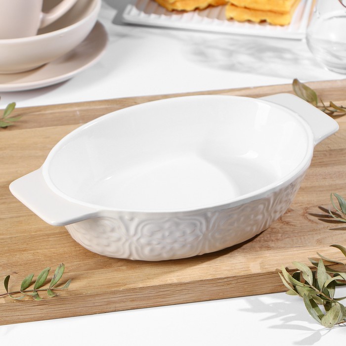 Форма для выпечки из жаропрочной керамики Доляна «Орнамент», 28×16,7×6 см, 1 л, цвет белый - Фото 1