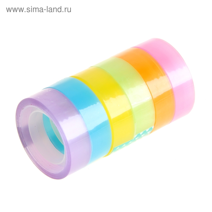Клейкая лента декоративная пластик "Цветные полоски" МИКС, (набор 6 шт), длина 11 метров - Фото 1