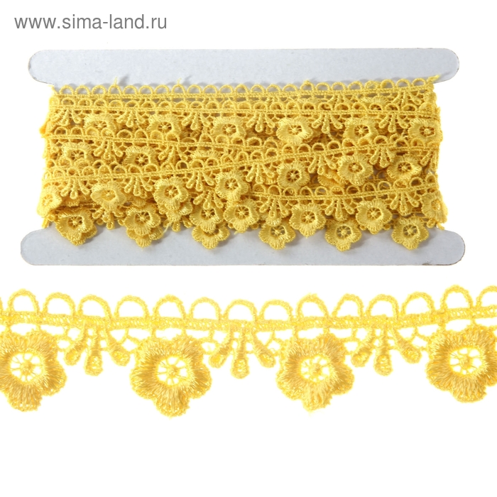 Тесьма декоративная для творчества "Жёлтые цветы" намотка 3 м - Фото 1