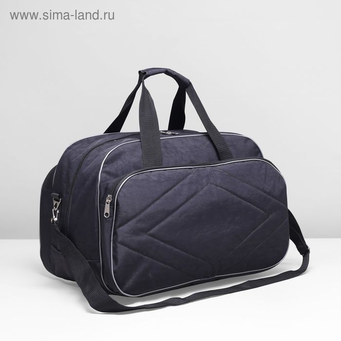 Сумка дорожная, отдел на молнии, наружный карман, длинный ремень, цвет чёрный - Фото 1