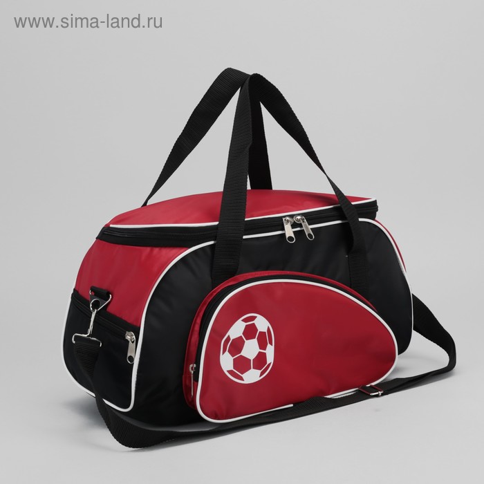 Сумка спортивная, отдел на молнии, 3 наружных кармана, цвет чёрный/красный - Фото 1