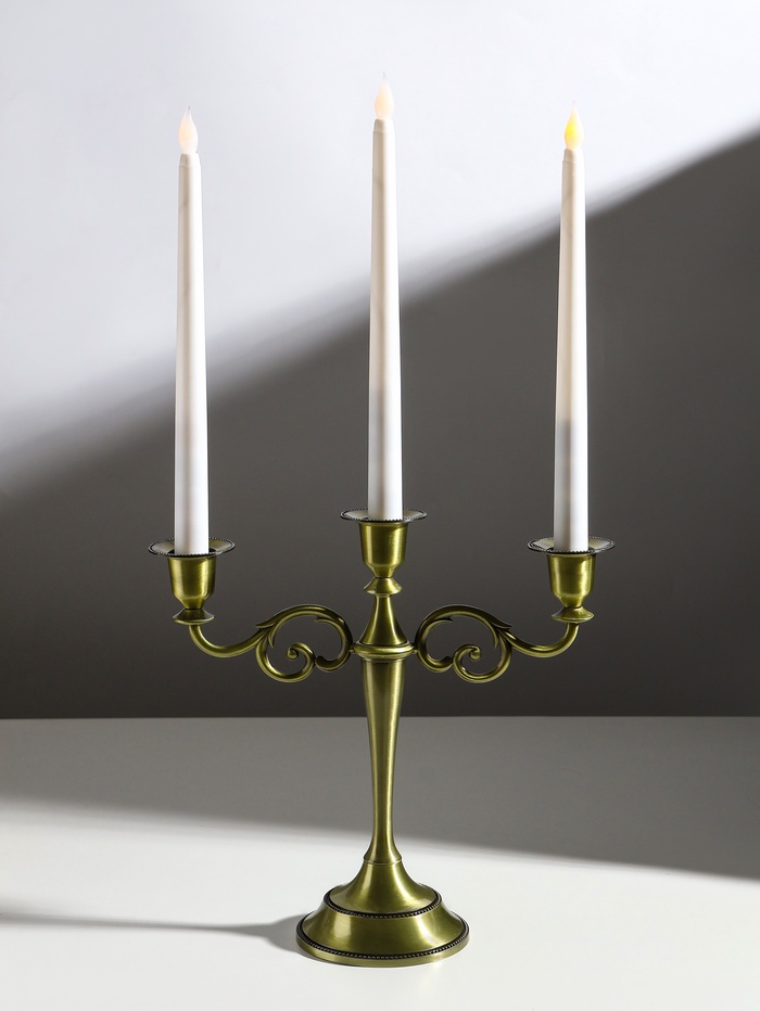 Металлический подсвечник на 3 свечи «Канделябр. Лаконичность», под латунь, 25.5×27×10 см - Фото 1