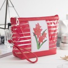 Косметичка-сумочка на молнии "Цветение", с ручкой, 1 отдел, цвет красный - Фото 1