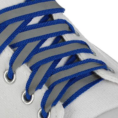 Шнурки для обуви, плоские, со светоотражающей полосой, 10 мм, 70 см, пара, цвет синий