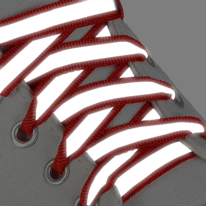 Шнурки для обуви, пара, плоские, со светоотражающей полосой, 10 мм, 70 см, цвет красный - фото 1906844446