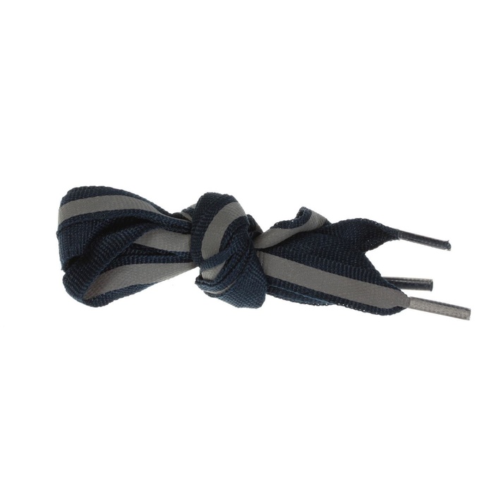 Шнурки для обуви, пара, плоские, со светоотражающей полосой, 10 мм, 70 см, цвет тёмно-синий - фото 1896570639
